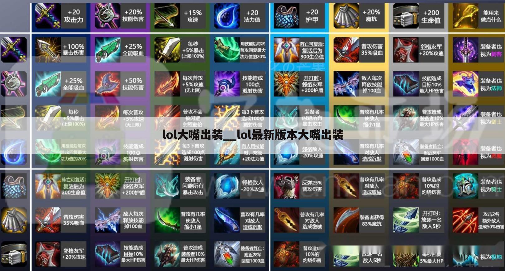 lol大嘴出装__lol最新版本大嘴出装