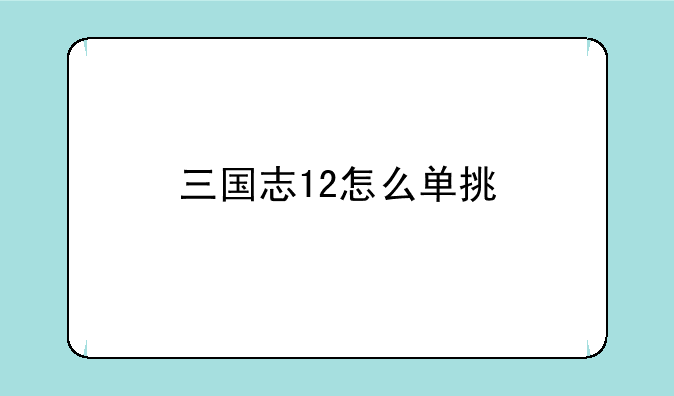 三国志12怎么单挑