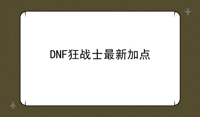 DNF狂战士最新加点