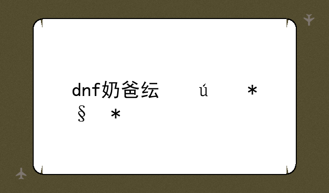 dnf奶爸纯辅助加点