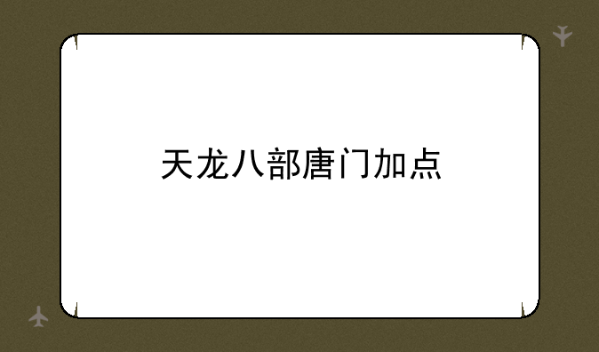天龙八部唐门加点
