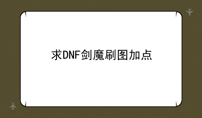 求DNF剑魔刷图加点