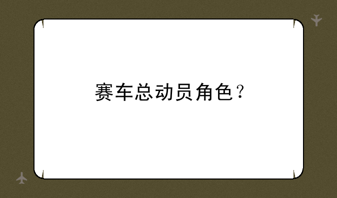 赛车总动员角色？