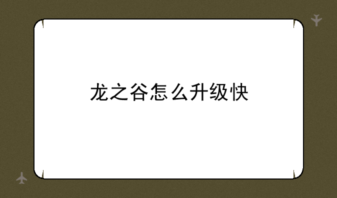 龙之谷怎么升级快