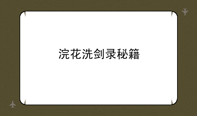 浣花洗剑录秘籍
