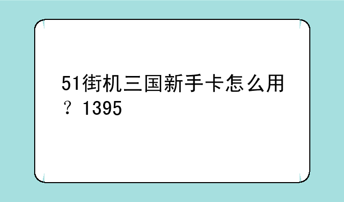 51街机三国新手卡怎么用？1395