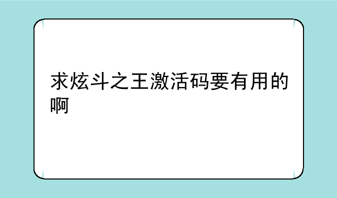 求炫斗之王激活码要有用的啊
