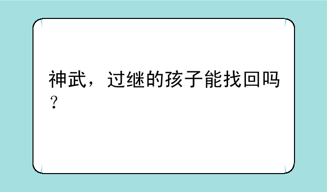 神武，过继的孩子能找回吗？