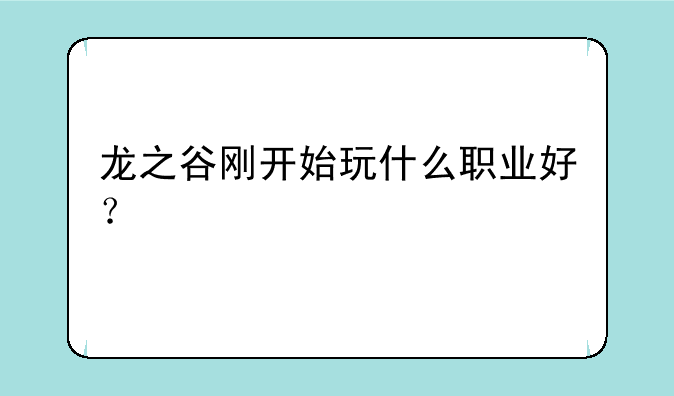 龙之谷刚开始玩什么职业好？