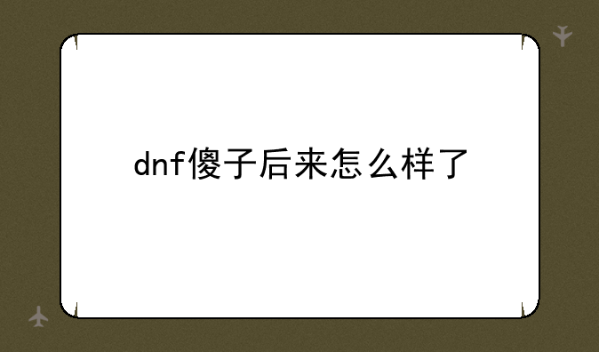 dnf傻子后来怎么样了