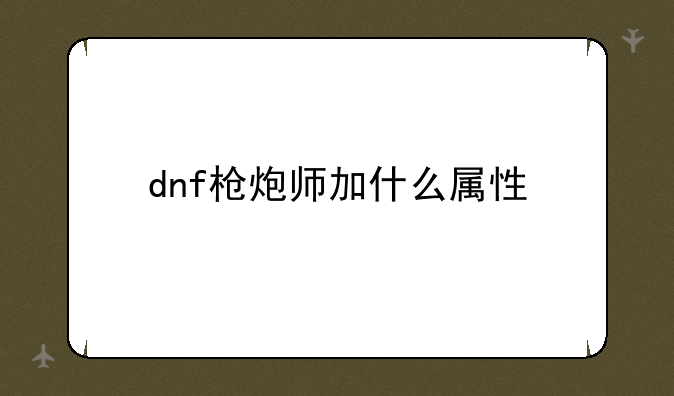 dnf枪炮师加什么属性