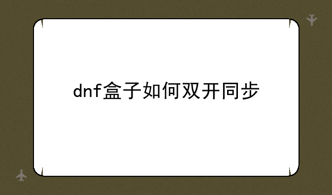 dnf盒子如何双开同步