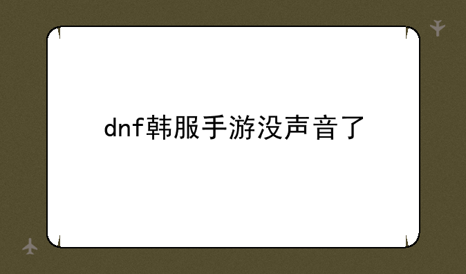 dnf韩服手游没声音了