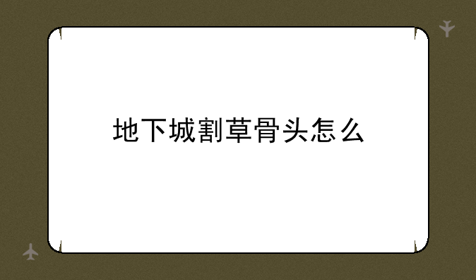 地下城割草骨头怎么