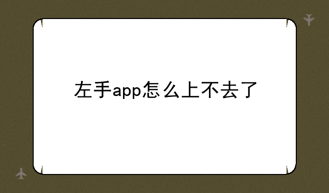 左手app怎么上不去了