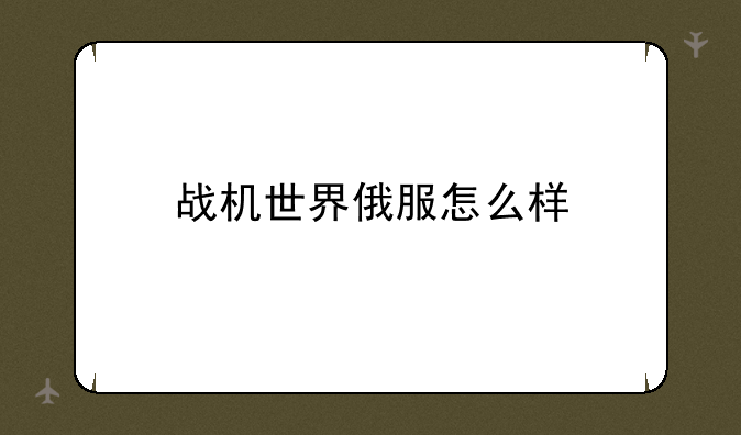 战机世界俄服怎么样