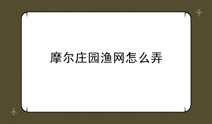 摩尔庄园渔网怎么弄