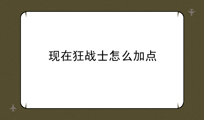现在狂战士怎么加点