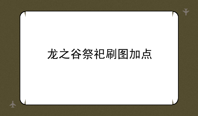 龙之谷祭祀刷图加点