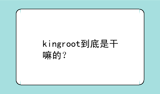kingroot到底是干嘛的？