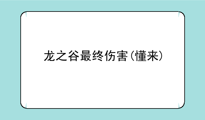 龙之谷最终伤害(懂来)