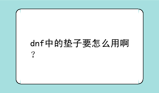 dnf中的垫子要怎么用啊？