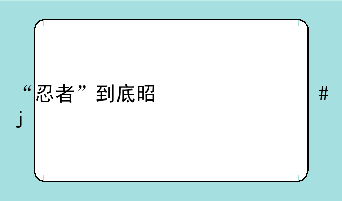 “忍者”到底是干什么的