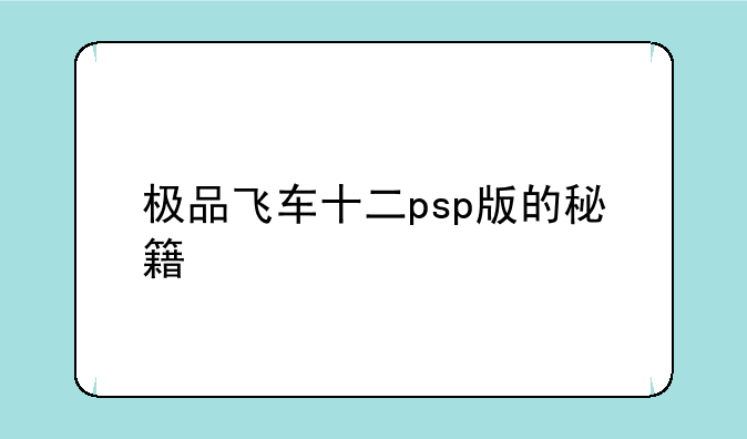 极品飞车十二psp版的秘籍