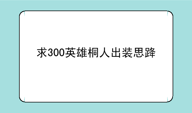 求300英雄桐人出装思路。