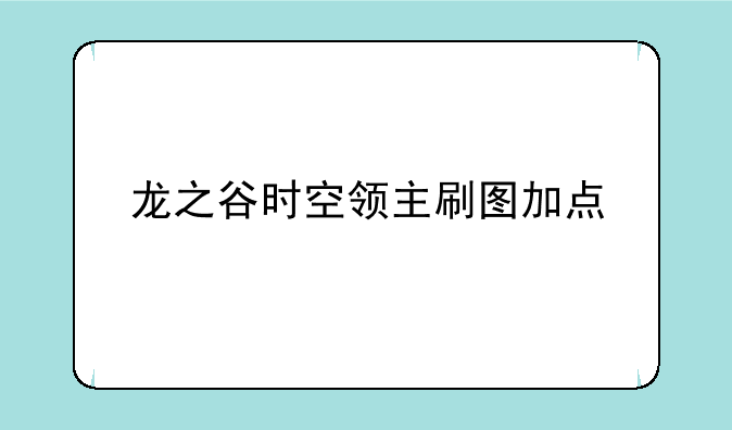 龙之谷时空领主刷图加点