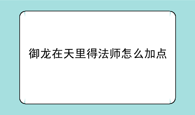 御龙在天里得法师怎么加点