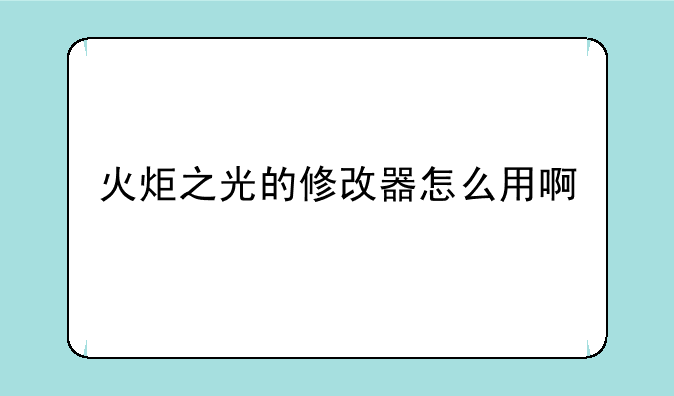 火炬之光的修改器怎么用啊