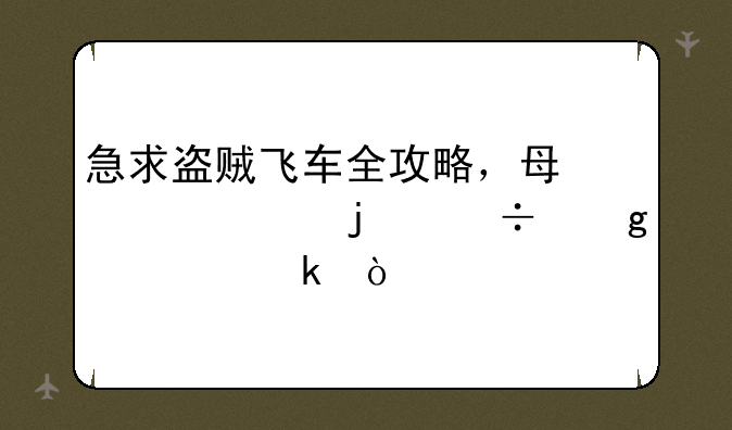 急求盗贼飞车全攻略，每一关的都写清楚！