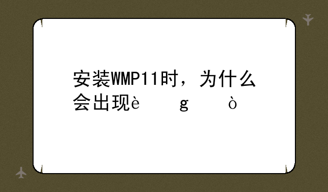 安装WMP11时，为什么会出现这个？