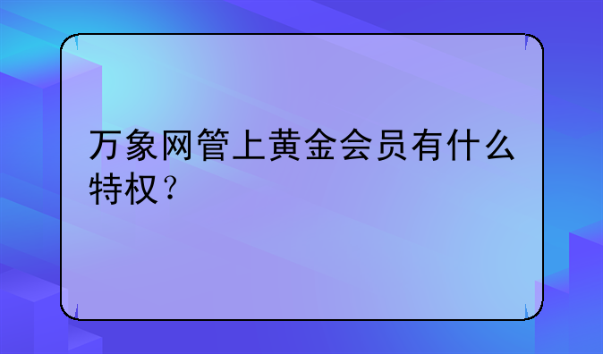 万象网管上黄金会员有什么特权？