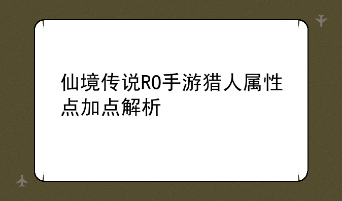 仙境传说RO手游猎人属性点加点解析—