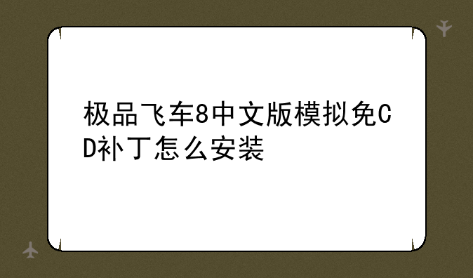 极品飞车8中文版模拟免CD补丁怎么安装