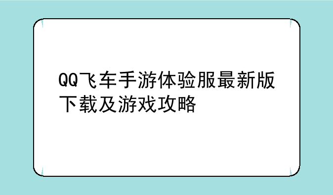 QQ飞车手游体验服最新版下载及游戏攻略