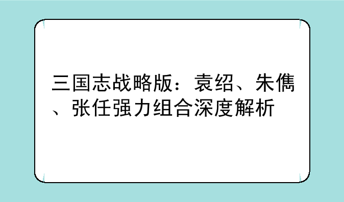 三国志战略版：袁绍、朱儁、张任强力组合深度解析