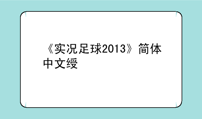 《实况足球2013》简体中文绿色版[WECN汉化2.0+中国联赛亚冠版]