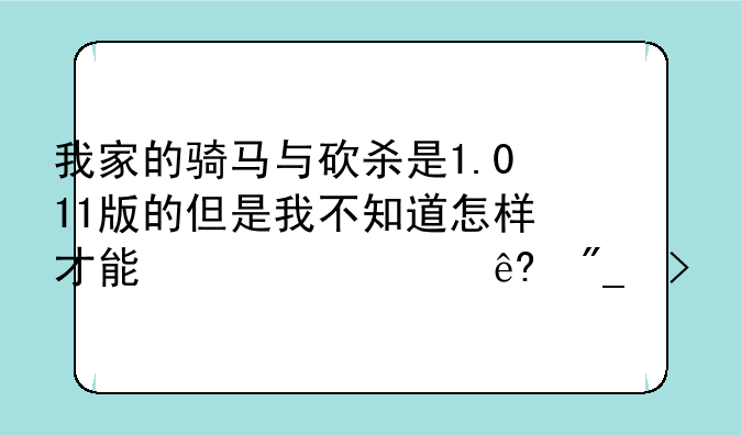 我家的骑马与砍杀是1.011版的但是我不