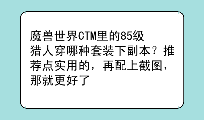 魔兽世界CTM里的85级猎人穿哪种套装下副本？推荐点实用的，再配上截图，那就更好了