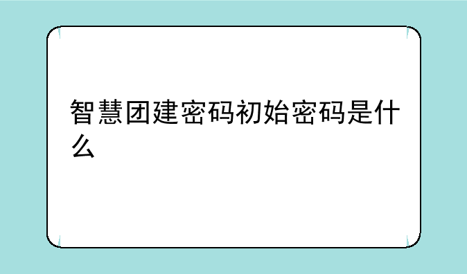 智慧团建密码初始密码是什么