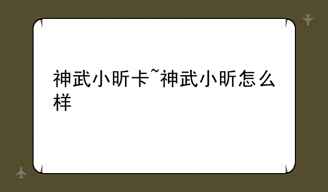 神武小昕卡~神武小昕怎么样