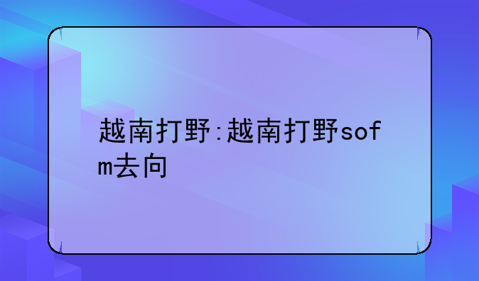 越南打野:越南打野sofm去向