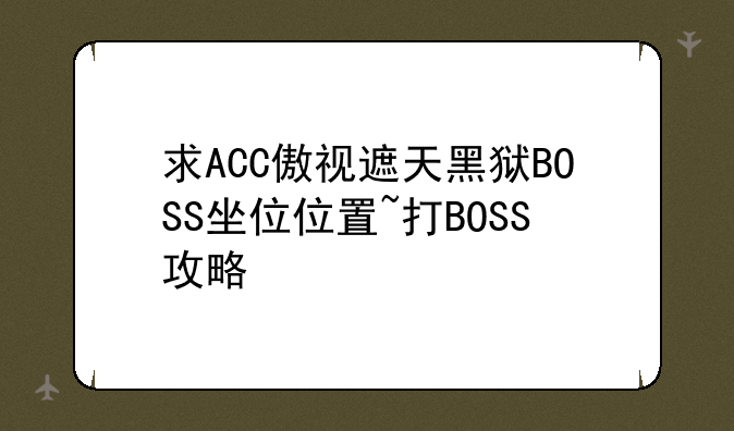 求ACC傲视遮天黑狱BOSS坐位位置~打BOSS攻略